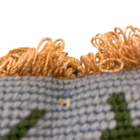 Christmas Snowman Deck The Halls Needlepoint Pillow With Tassels - Picture 6 of 6